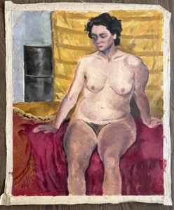 PATRICIA TOOL Amerikanisches Ölgemälde sitzende Frau Portrait ungedehnte Leinwand Echtheitszertifikat - Bild 1 von 4