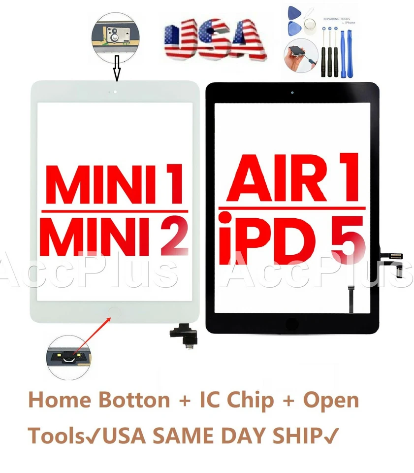 OEM SPEC Digitizer Glass Touch Screen Replacement For iPad 2 3 4 Air 1 Mini 1 2 - Image 1 of 1