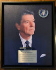 Stylo de signature Ronald Reagan Maison Blanche Parker Bill encadré toile présentation