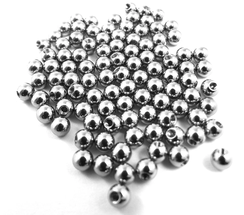 DCTATTOO 100 x Stahl Gewindekugeln für Körperschmuck * Größe 1,2 mm oder 1,6 mm, 3 mm oder 4 mm