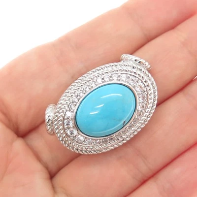 Colgante JUDITH RIPKA 925 Plata de Ley Real Tyrone Turquesa y C Z Slide Foto 1 de 4