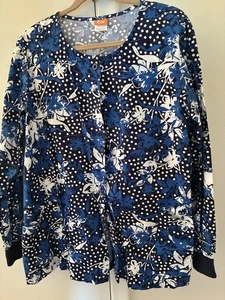 Scrub Jacket Floral Pattern Women’s Large Used Barcos - Picture 1 of 12