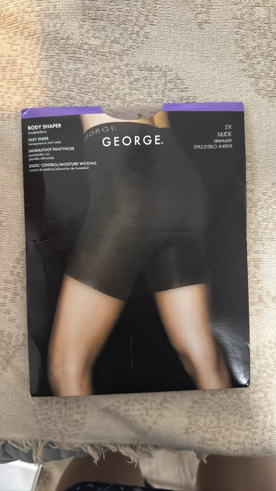 GEORGE Body Shaper 2X Nude Sheer Sandalfoot Control Top Pantyhose - Image 1 of 2
