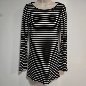 White House Black Market Small schwarz weiß gerippt Langarm Tunika Top - Bild 1 von 9