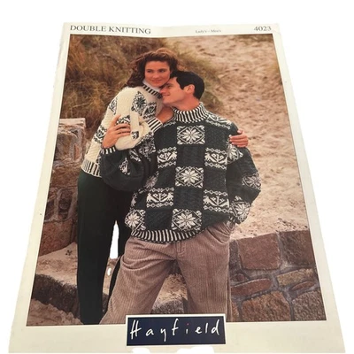 Hayfield 4023 Double Knitting Lady's & Man Scandinavian Style Sweater - Image 1 of 3