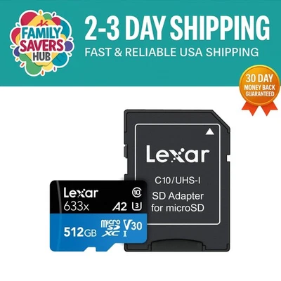 Lexar 633x 512GB High-Performance microSDXC UHS-I Card - Perfect for 4K Video - Image 1 of 4