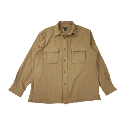 Vintage Eddie Bauer Shirt Mens Large Tan Khaki Wool Cashmere Blend Shacket - Image 1 of 4