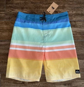 NEW Quicksilver Youth Boardshorts Swim Trunks Size 28 16 SEAPORT STRIPED SHORTS - Picture 1 of 6