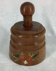 Vintage Wooden Butter Mold Press Swan Hand Painted Strawberries FWT251013/PB1 - Picture 1 of 7