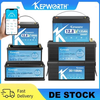KEPWORTH 12/24/36/48V 100Ah 120Ah 150AH LiFePO4 Batería de Litio Bluetooth BMS Solar RV
