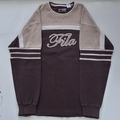 Sudadera De Colección Y2K FILA Rayas Cuello Redondo Bordado Logo Para Hombre’s 2XL TALL Foto 1 de 4