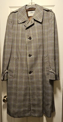 Gabardina de lana Aquascutum. Talla 42 Alto Marrón Gris Verde Azul Cuadros Completamente Forrado Foto 1 de 4