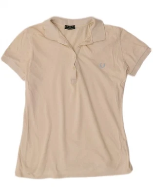 FRED PERRY Womens Polo Shirt UK 14 Large Off White Cotton IZ07 - Image 1 of 4