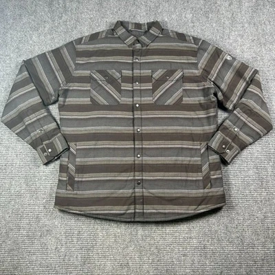 Camisa Chaqueta Kuhl Para Hombre XL Joyrydr Botón a Presión Forro Polar Patrón a Rayas Foto 1 de 4