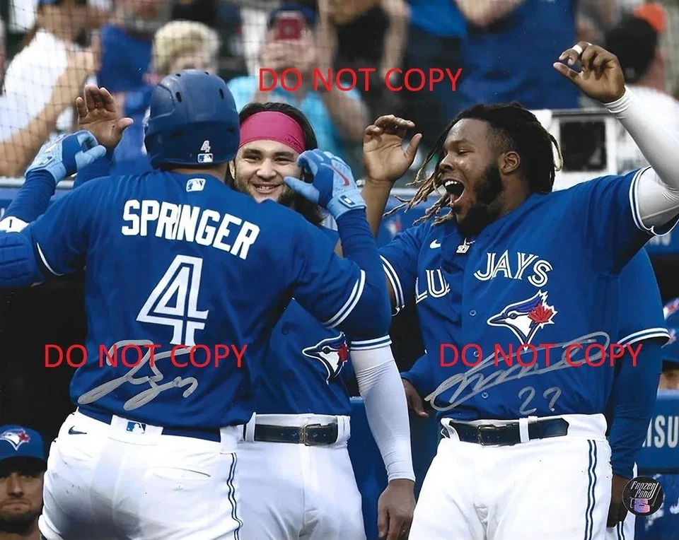 GEORGE SPRINGER & VLADIMIR GUERRERO BLUE JAYS Signed 8x10 reprint Photo !! - Image 1 of 1