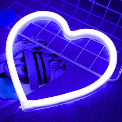 Letrero de Neón Corazón Azul, Funciona con Pilas o Luz LED Alimentada por USB para Azul  Foto 1 de 3