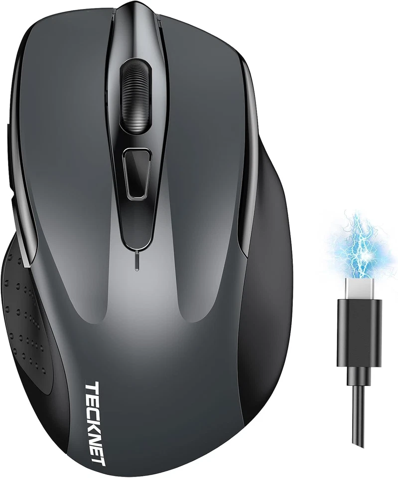 TECKNET Wireless Mouse (BT5.0/3.0 & 2.4G) Rechargeable 4800 DPI Silent USB a & B - Image 1 of 4
