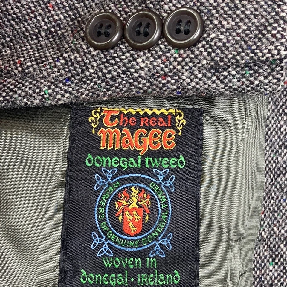 Vintage Donegal Tweed Sport Coat Mens 46R Grey Red Green Fleck Made in Canada Foto 1 de 4