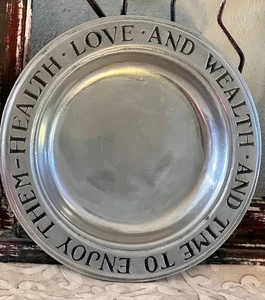 Wilton Armetale American Inspirations HEALTH LOVE & WEALTH Toast Plate 9 1/4" - Picture 1 of 3