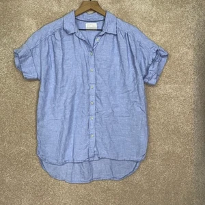 JCREW Linen Shirt Size Small Blue Short Sleeve Button Down Baird McNutt Irish - Picture 1 of 6