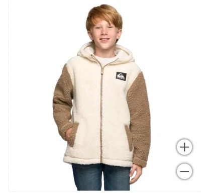 Chaqueta de felpa con capucha Quiksilver para jóvenes, beige, talla L-14/16 nueva con etiquetas Foto 1 de 4