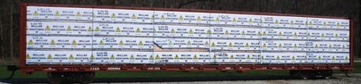 HO SCALE:"MILLAR WESTERN"  lumber load for Walthers, Atlas, ExactRail centerbeam - Image 1 of 3