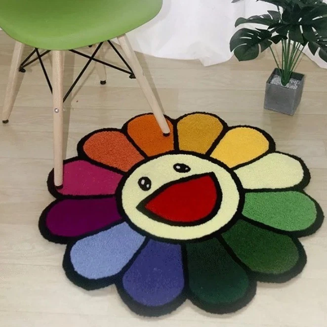 Tapete feito à mão Takashi Murakami Hypebeast tapete decoração quarto Hypebeast tapete de flores - Imagem 1 de 1
