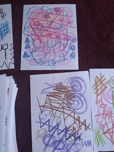 A Bundle Of 142 Wholesale Collectible Drawings Crayon On 8.5x11 Paper Signed - Picture 1 of 11