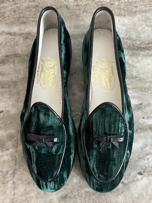 Бельгийские туфли Midinette тапочки зеленый бархат кожи отделки мокасины 4,5 плоскостях бант - Изображение 1 из 4