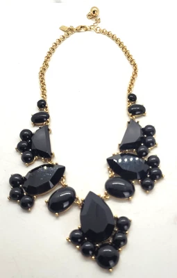 Collar Kate Spade llamativo tono dorado negro acabado brillante colgante lágrima Foto 1 de 4