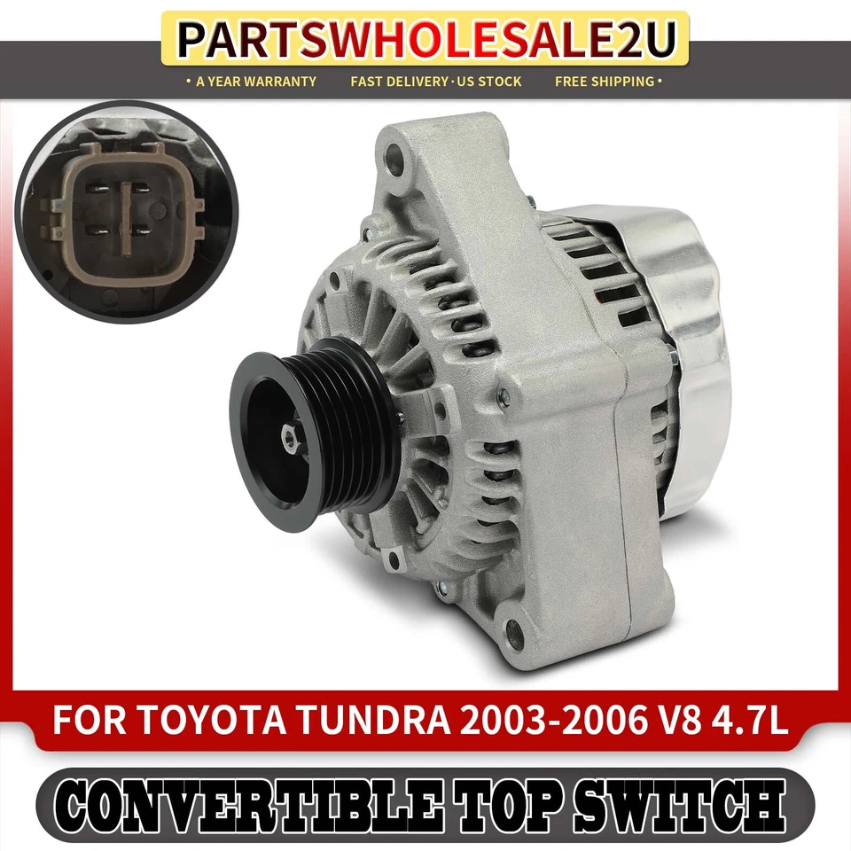 Alternador nuevo para Toyota Tundra 2003-2006 V8 4,7 L 80 amperios 12 V CW polea de 6 ranuras Foto 1 de 4