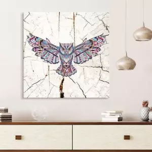 Wall26 - Square Tribal Owl Wood Effect Gallery - Canvas Wall Art - 24x24 inches - Picture 1 of 3