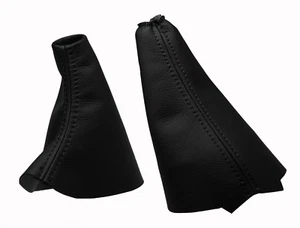 VOLVO V50 (2003-2012) Soufflet Levier De Vitesse et Frein Cuir - Couture Noir - Picture 1 of 1