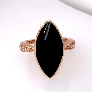 Kabana Onyx Inlay Diamonds 14K Rose Gold Ring DG7077346 - Picture 1 of 6