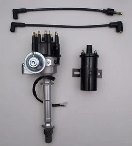 CHEVY SMALL/BIG BLOCK Black Small Cap HEI Distributor + BLACK 45,000 Volt Coil - Foto 1 di 4