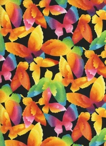 Rainbow Butterflies 1 Fat Quarter cotton fabric quilt quilting crafts sew - Picture 1 of 1