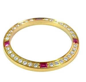 TO FIT ROLEX LADIES DATEJUST GOLD PLATED DIAMOND RUBY BEZEL FOR 26MM WATCH 6917 - Bild 1 von 4