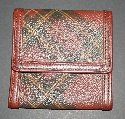 Mini billetera de monedas Polo Ralph Lauren vintage Stewart tartán de cuero a cuadros RARA Foto 1 de 4
