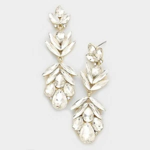 ELEGANTES PENDIENTES DE DECLARACIÓN DE CRISTALES NOVIA BODA DRAG QUEEN ACCESORIO DE JOYERÍA - Imagen 1 de 1