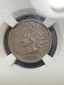 NGC AU55 1869 INDIAN HEAD CENT SCARCE DATE VERY NICE - Picture 1 of 3
