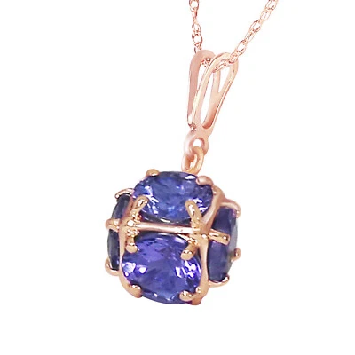 14K. SOLID GOLD NECKLACE WITH NATURAL TANZANITES - Imagem 1 de 4