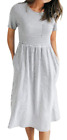 MEROKEETY - Short Sleeve Striped Dress w/ Pockets - BLACK & WHITE - XL - NEW