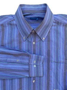 J McLaughlin Shirt Mens XL Blue Striped Long Sleeve Button Up Extra Large - Picture 1 of 11