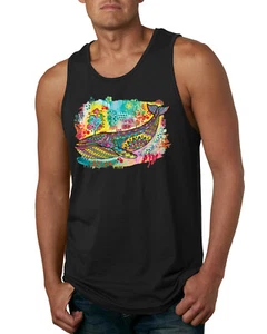 Camiseta sin mangas pintada con arco iris ballena azul Dean Russo diseño para hombre - Imagen 1 de 7
