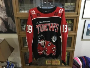Jonathan Toews #19 Chicago Blackhawks All Over Holiday Knit Sweater SZ XXL -Cool - Picture 1 of 10
