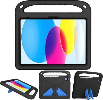 PHONECOVERUK Kids Case iPad 10th Generation 10.9 Black EVA foam HANDLE Shockproof Cover Stand