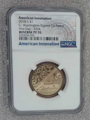 2018 S American Innovation Patent Reverse Proof NGC PF70 First Day ANA (052) - Image 1 of 2