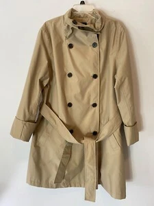 Lands End Beige Trench Coat Double-Breasted Belted XL 18-20 Lightweight  - Picture 1 of 11