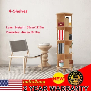 4 Layers Rotating Bookshelf Bookcase Storage Rack Floor Standing Display Holder - Picture 1 of 16