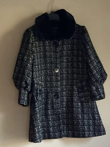 Anthropology Hazel Tweed Removable Faux Fur Collar Sz. M 3/4 Sleeves Coat - Picture 1 of 5